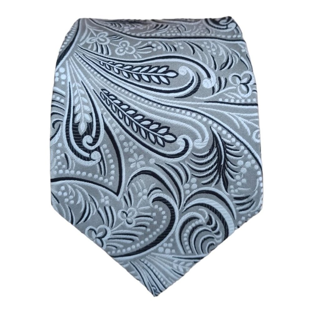 DUCHAMP Beige Paisley Silk Tie HANDMADE ENGLAND  61"/ 3.8" EC